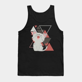 Cute little cat in triangles background adorable kitty Kittenlove Tank Top